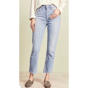 Agolde Riley High-Rise Straight Crop in Zephyr, Size 27